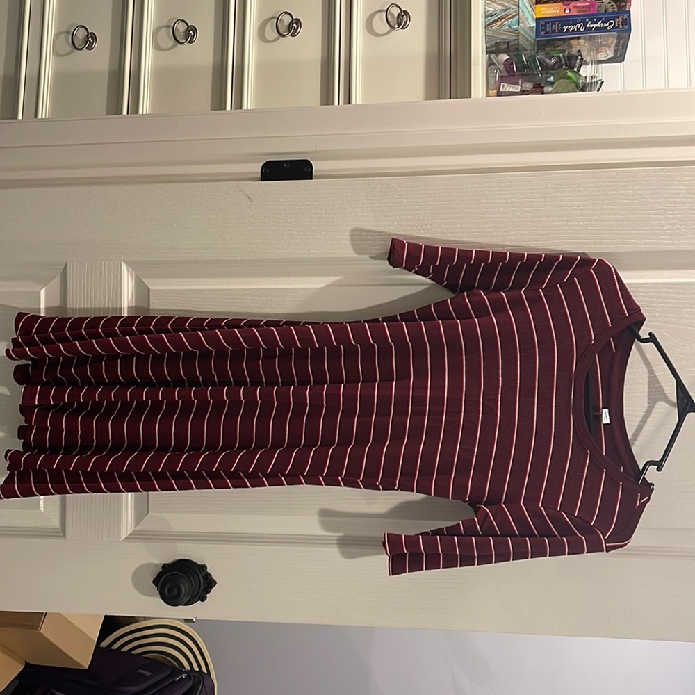 Burgundy striped dress old navy